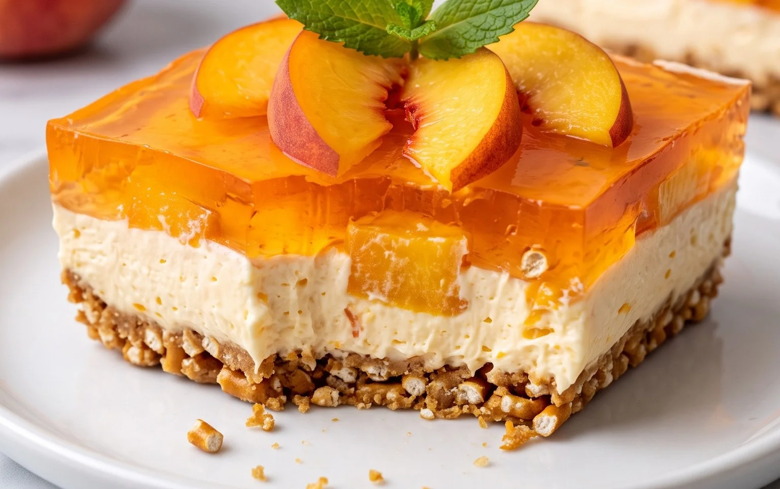 Peach Pretzel Salad Dessert