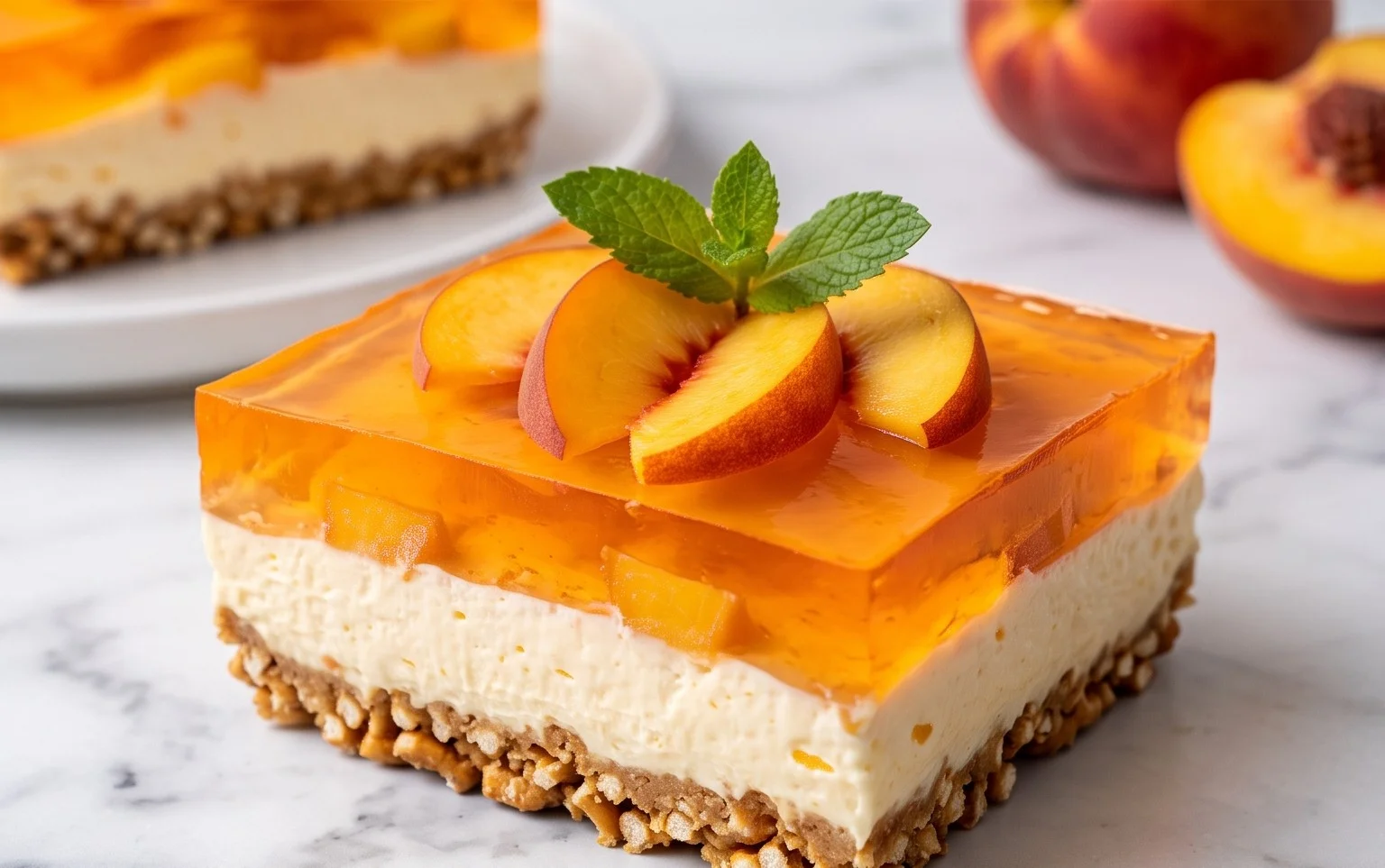 Peach Pretzel Salad Dessert