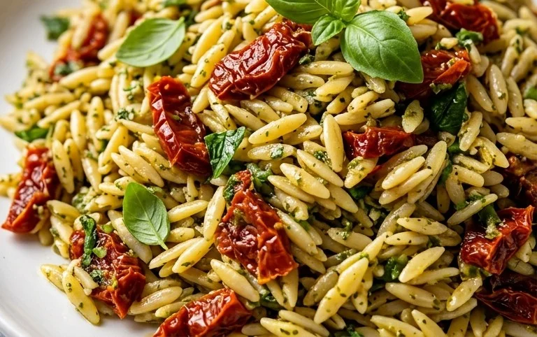 Sun Dried Tomato Orzo Pesto Salad