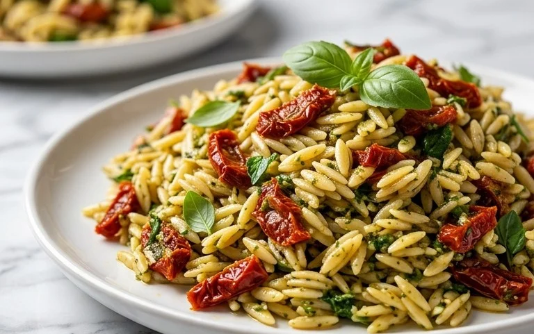 Sun Dried Tomato Orzo Pesto Salad