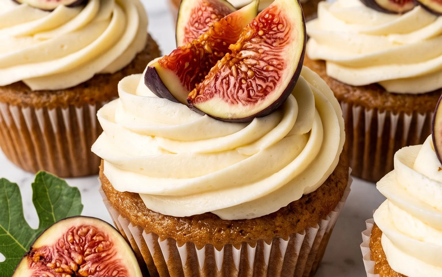 Fig Cupcakes with Honey Cream Cheese Frosting