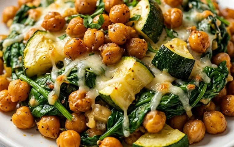 Spinach Zucchini Chickpea Bake