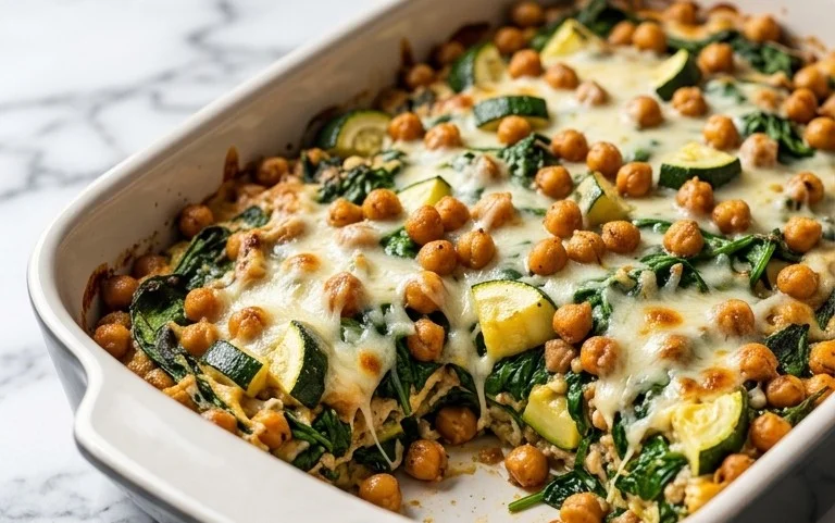 Spinach Zucchini Chickpea Bake